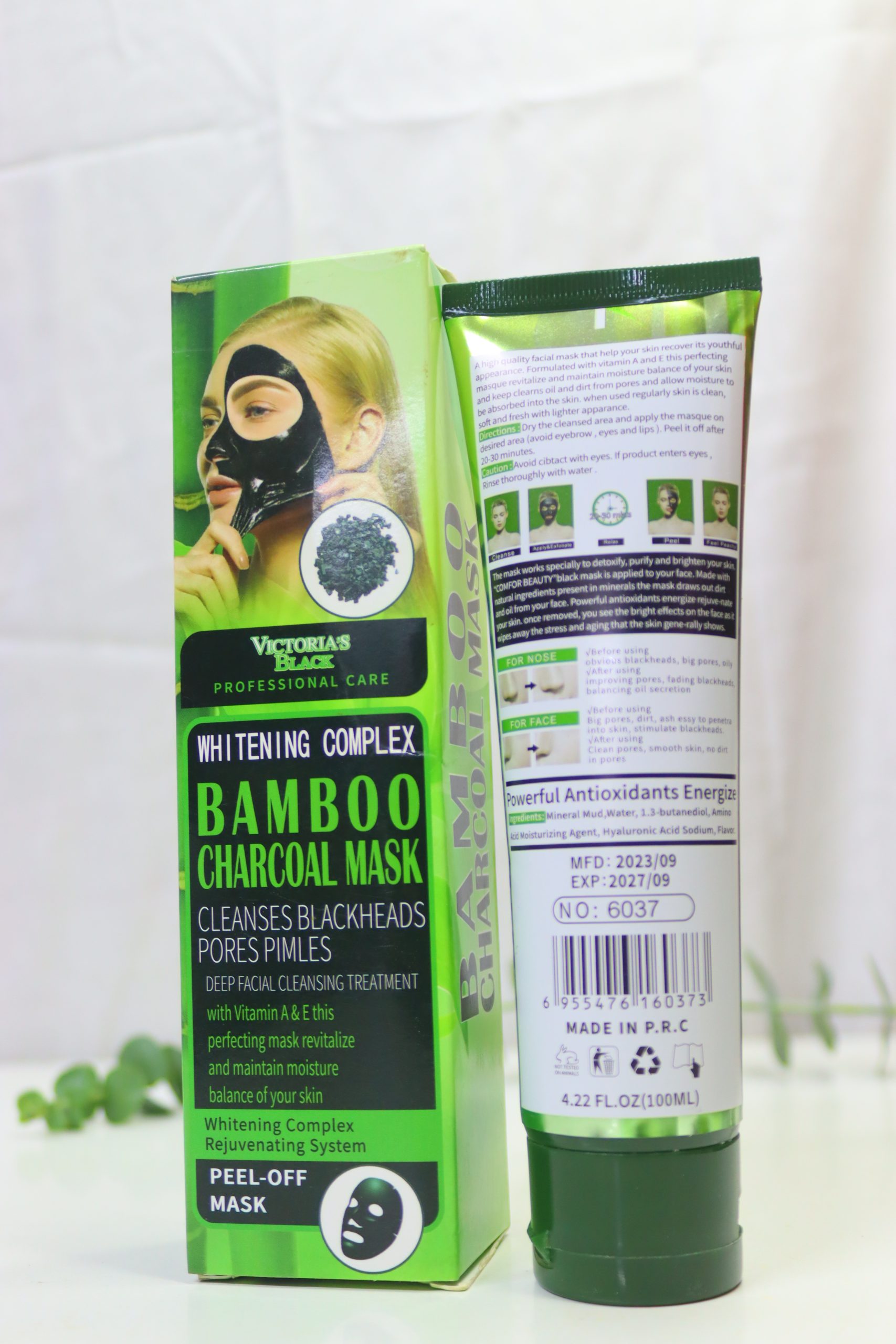 Whitening Complex Bamboo Charcoal Mask Cleanses Blackheads Pores Pimples Peel-Off Mask